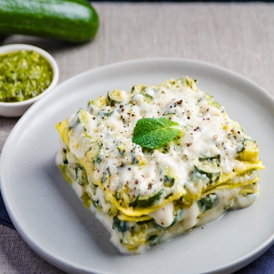 Fresh Homemade Vegetarian Courgettes Lasagna