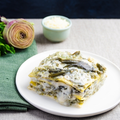 Fresh Homemade Vegetarian Artichokes Lasagna